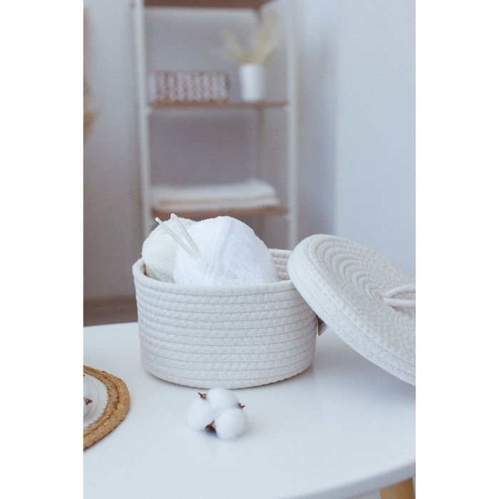 Корзина для хранения плетёная ручной работы LaDо́m «Бэлл», 21×21×11 см, цвет бежевый Корзина для хранения плетёная ручной работы LaDо́m «Бэлл», 21×21×11 см, цвет бежевый