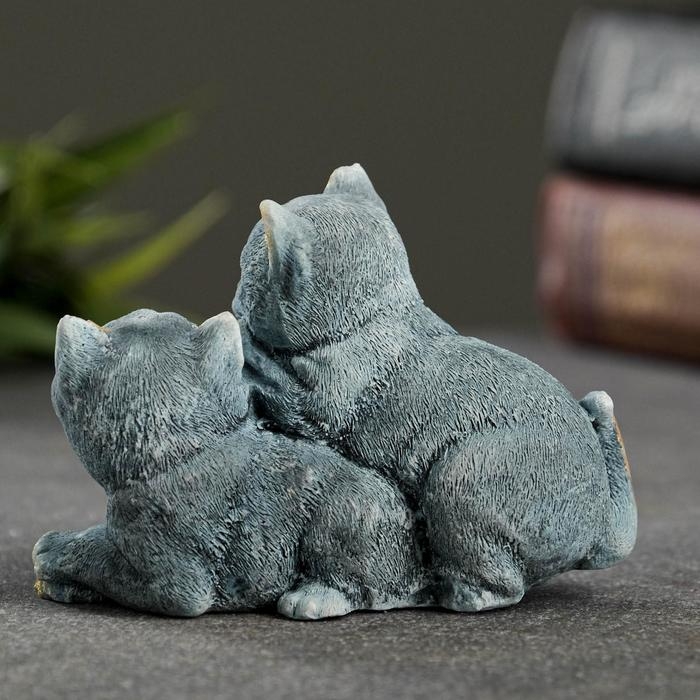 Фигура  Фигура "Кошачья дружба" серо-голубой 6х8х5см