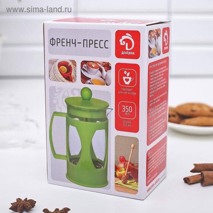 Чайник заварочный френч - пресс Доляна «Оливер», 350 мл, стекло, цвет бирюзовый Чайник заварочный френч - пресс Доляна «Оливер», 350 мл, стекло, цвет бирюзовый