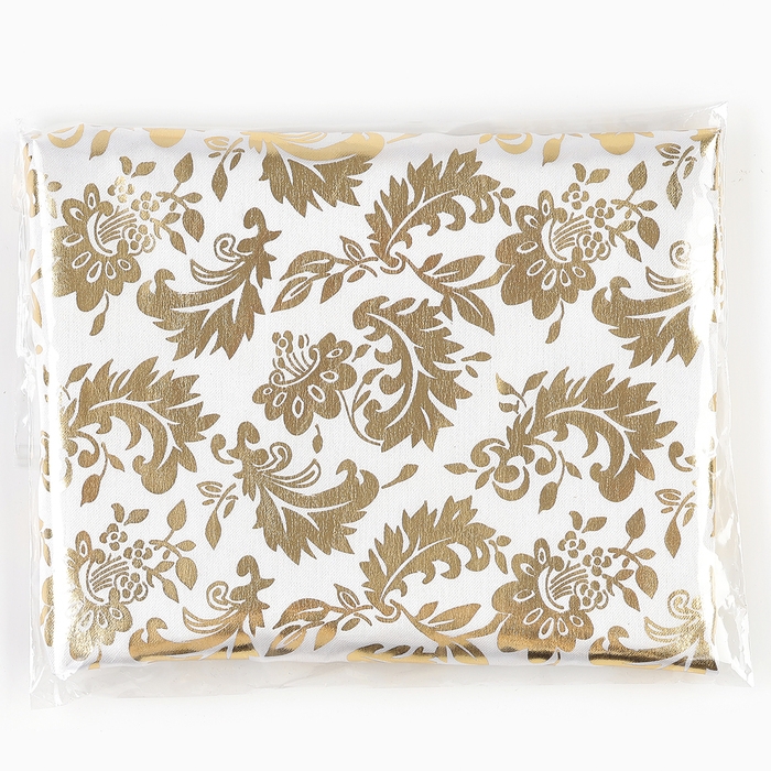 Лоскут для рукоделия, атлас, золотой узор на белом, 50 × 75 см