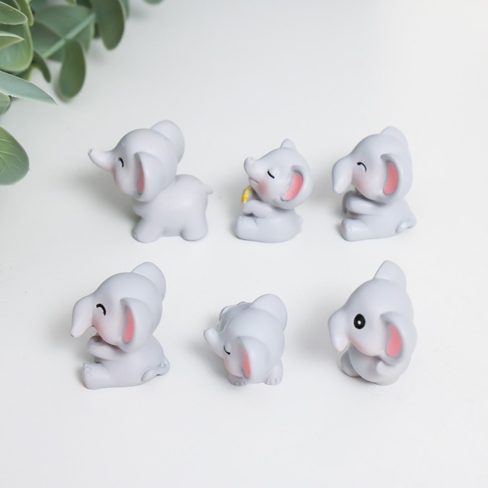 Сувенир полистоун Сувенир полистоун "Милые слоники" набор 6 шт. 2,9х3,2х2,4 см