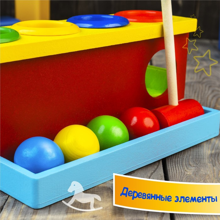 Стучалка на прямоугольном основании с 4 шариками, спуском и молоточком Стучалка на прямоугольном основании с 4 шариками, спуском и молоточком