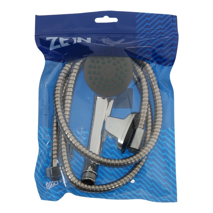 Набор для душа ZEIN Z0301, шланг 150 см, держатель, гайки пластик, лейка 1 режим Набор для душа ZEIN Z0301, шланг 150 см, держатель, гайки пластик, лейка 1 режим