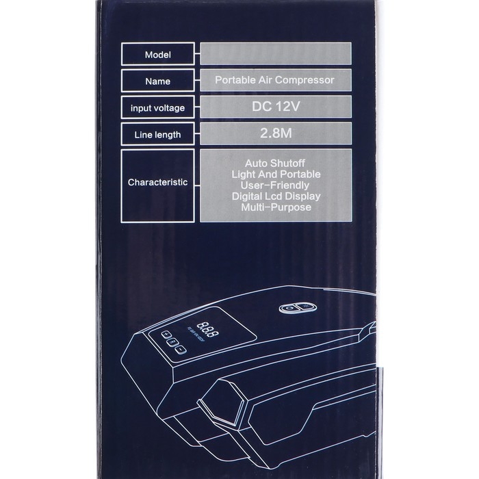 Компрессор автомобильный 12 В, 22 л/мин, провод 2,8 м Компрессор автомобильный 12 В, 22 л/мин, провод 2,8 м