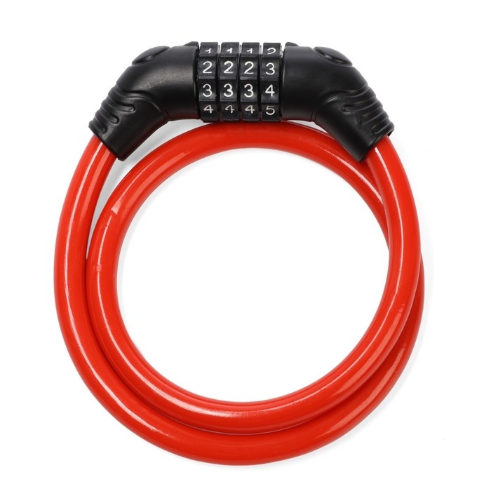 Замок навесной велосипедный LOCKLAND, кодовый,10х650 мм, цвет красный Замок навесной велосипедный LOCKLAND, кодовый,10х650 мм, цвет красный