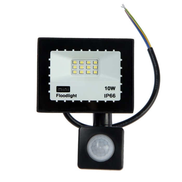 Прожектор светодиодный, 10 Вт, 900 Лм, 6500К, Датчик движения, IP66, Прожектор светодиодный, 10 Вт, 900 Лм, 6500К, Датчик движения, IP66,