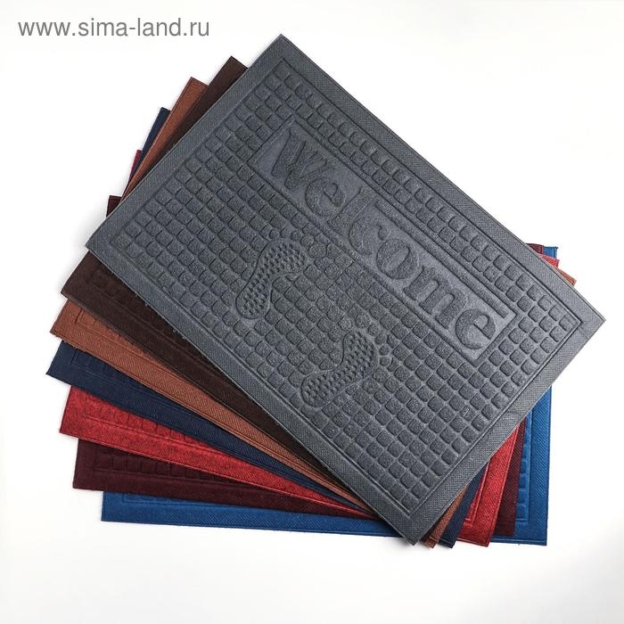 Коврик влаговпитывающий придверный без окантовки Доляна &laquo;Следочки Welcome&raquo;, 40&times;60 см, цвет МИКС