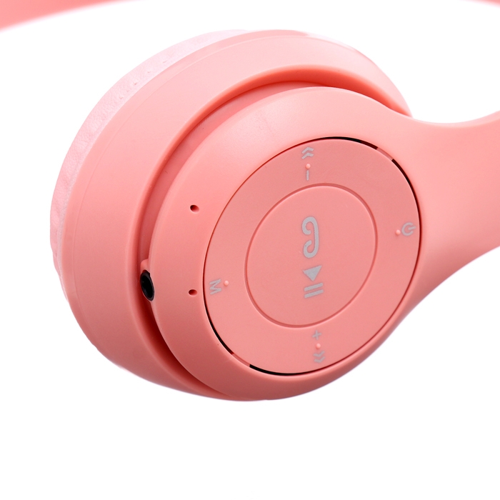 Наушники беспроводные «Зайчик», звуковые и световые эффекты, складные, цвет розовый Наушники беспроводные «Зайчик», звуковые и световые эффекты, складные, цвет розовый