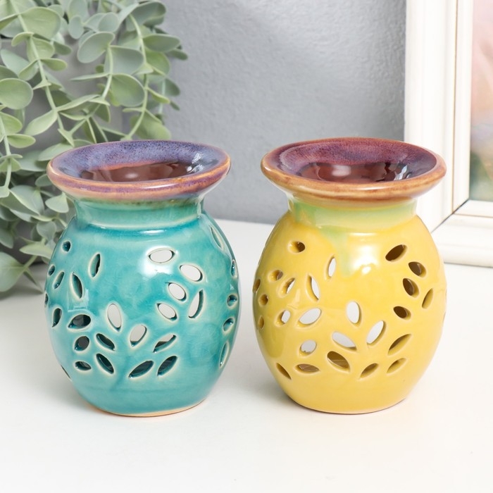 Аромалампа керамика Аромалампа керамика "Цветочный узор" МИКС 10,5х7,5х7,5 см