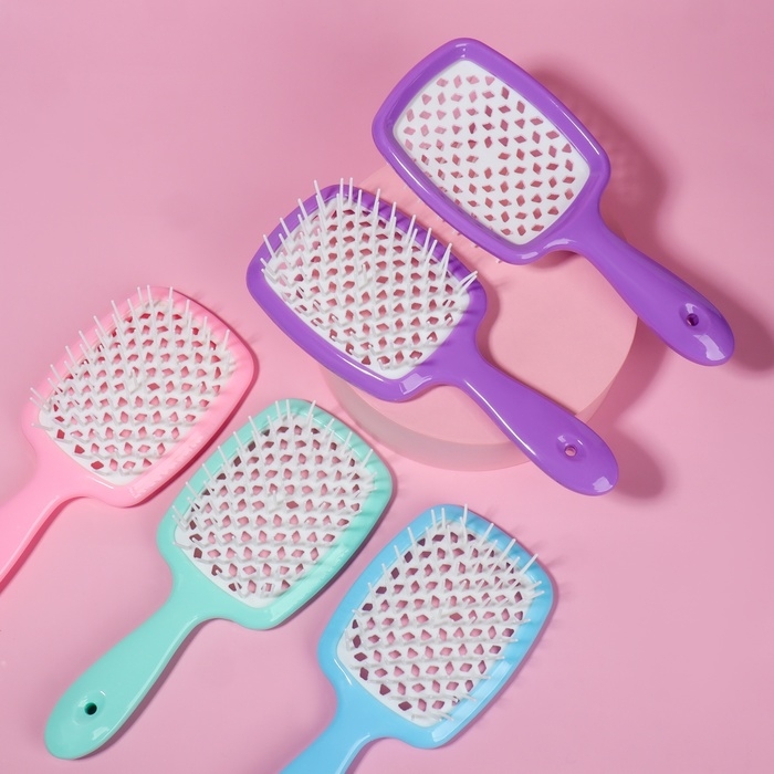 Расчёска массажная, широкая, вентилируемая, 8,3 &times; 20 см, цвет МИКС