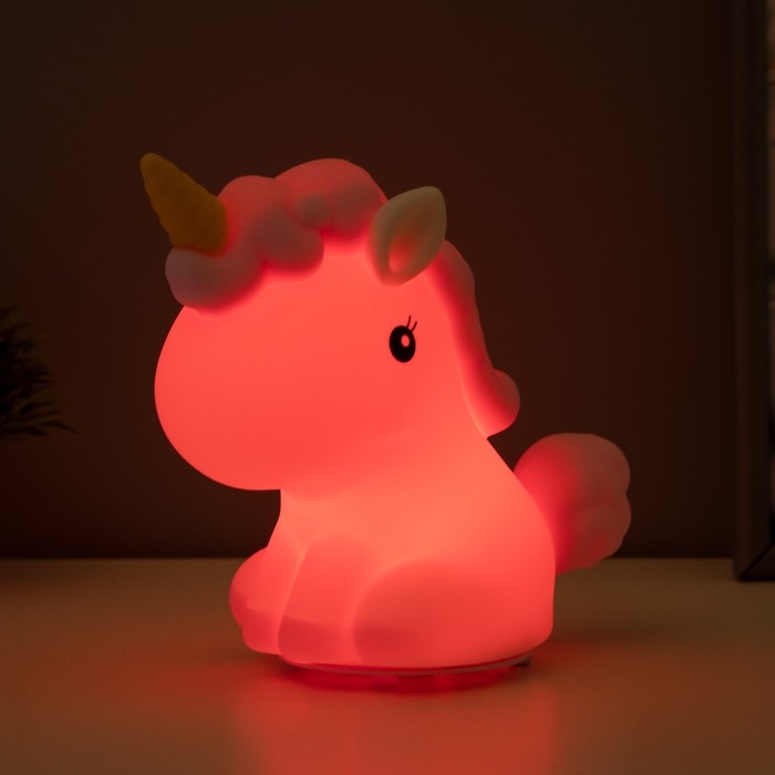 Ночник-мякиш Ночник-мякиш "Антистресс единорог" LED бело-фиолетовый 18х10х16 см