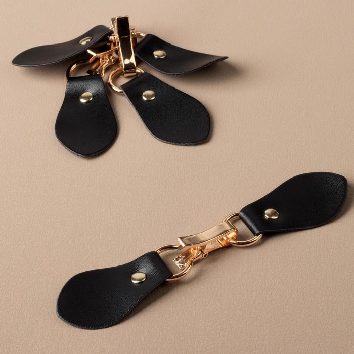 Застёжка-клевант 15,5 × 3 см, 3 шт, цвет чёрный/золотой Застёжка-клевант 15,5 × 3 см, 3 шт, цвет чёрный/золотой