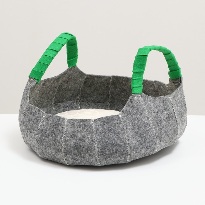 Лежанка для животных из войлока  Лежанка для животных из войлока "Тыква"  с подушкой