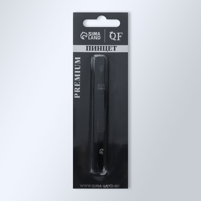 Пинцет &laquo;Premium&raquo; скошенный, узкий, 9 &times; 0,6 см, на блистере, цвет чёрный