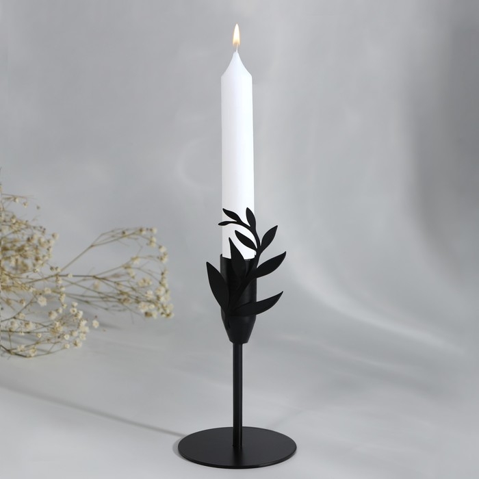 Подсвечник «Листики», черный, 7,4 х 15,3 см Подсвечник «Листики», черный, 7,4 х 15,3 см