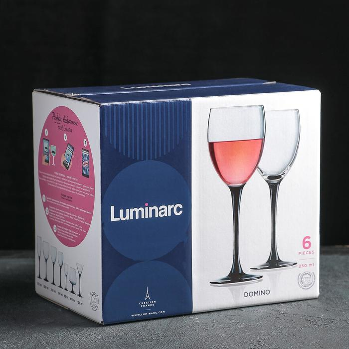 Набор стеклянных бокалов для вина &laquo;Домино&raquo;, 250 мл, 6 шт