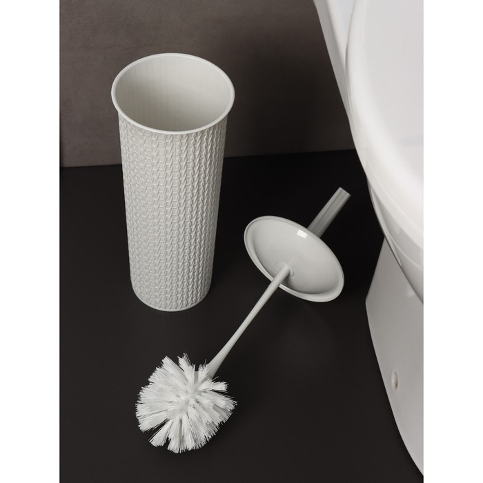 Комплект для туалета: ёршик с подставкой Velvet, d=11,5 см, h=36,5 см, цвет светло-серый Комплект для туалета: ёршик с подставкой Velvet, d=11,5 см, h=36,5 см, цвет светло-серый