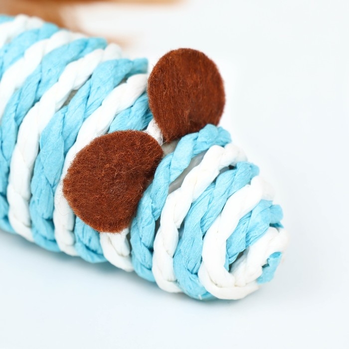 Игрушка для кошек  Игрушка для кошек "Мышь-погремушка", 7 см, бело-голубая