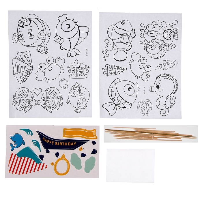 Набор для творчества: изготовление топперов, раскраска-наклейки аппликация EVA «Море» Набор для творчества: изготовление топперов, раскраска-наклейки аппликация EVA «Море»