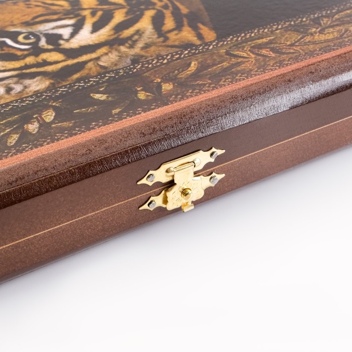 Нарды деревянные большие, настольная игра "Лев и тигр", 50 х 50 см, с шашками