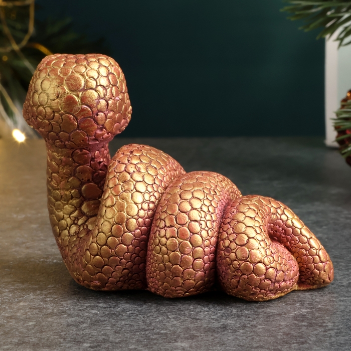 Новый год. Символ 2025. Фигура Новый год. Символ 2025. Фигура "Змейка спиралька" бордовый с позолотой, 4х7х4см