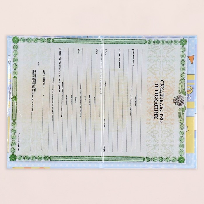 Свидетельство о рождении Свидетельство о рождении "Воздушные шары" тиснение, голубой фон, А5