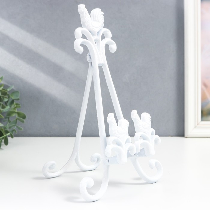 Сувенир чугун подставка  Сувенир чугун подставка "Петух и курочка" белый 28х6х16 см