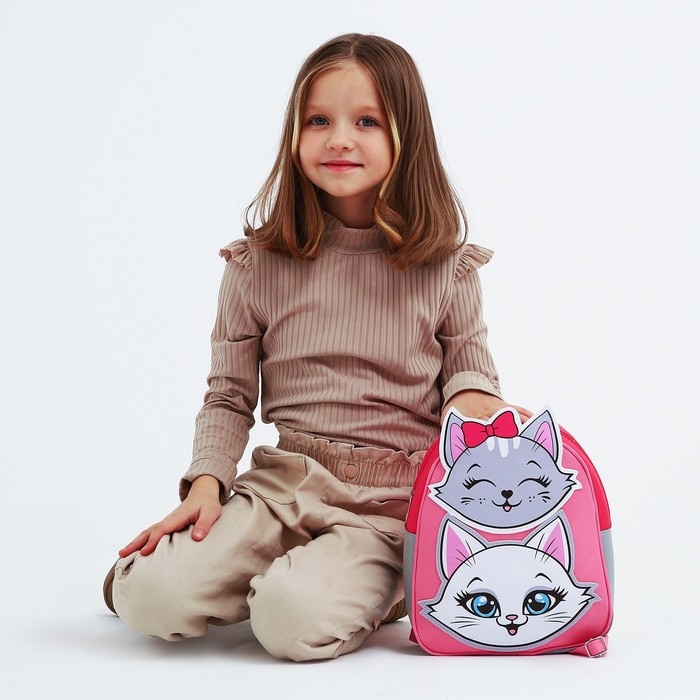 Рюкзак школьный текстильный «Котята», с нашивками, 27х23×10 см
