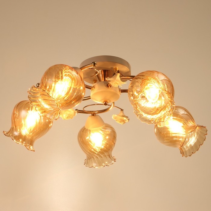 Люстра Люстра "Молла" 5хЕ27 40Вт бело-золотой 56х56х25 см BayerLux