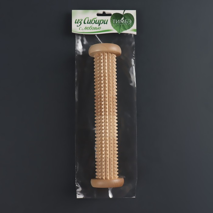 Массажёр для ног «Валик», деревянный, с шипами, d = 5,5 × 24 см Массажёр для ног «Валик», деревянный, с шипами, d = 5,5 × 24 см