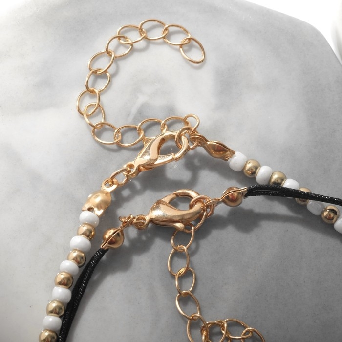 Браслет на ногу набор 2 шт. «Морской», цвет белый в золоте, 28 см Браслет на ногу набор 2 шт. «Морской», цвет белый в золоте, 28 см