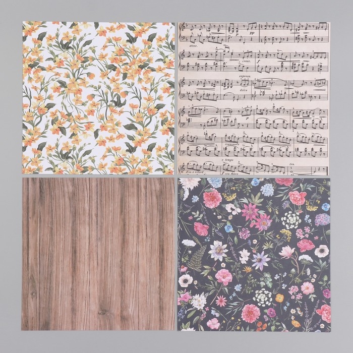 Набор бумаги для скрапбукинга 12 лист. 12 дизайн Набор бумаги для скрапбукинга 12 лист. 12 дизайн "Летний вечер в саду" 160 гр 15,2х15,2 см