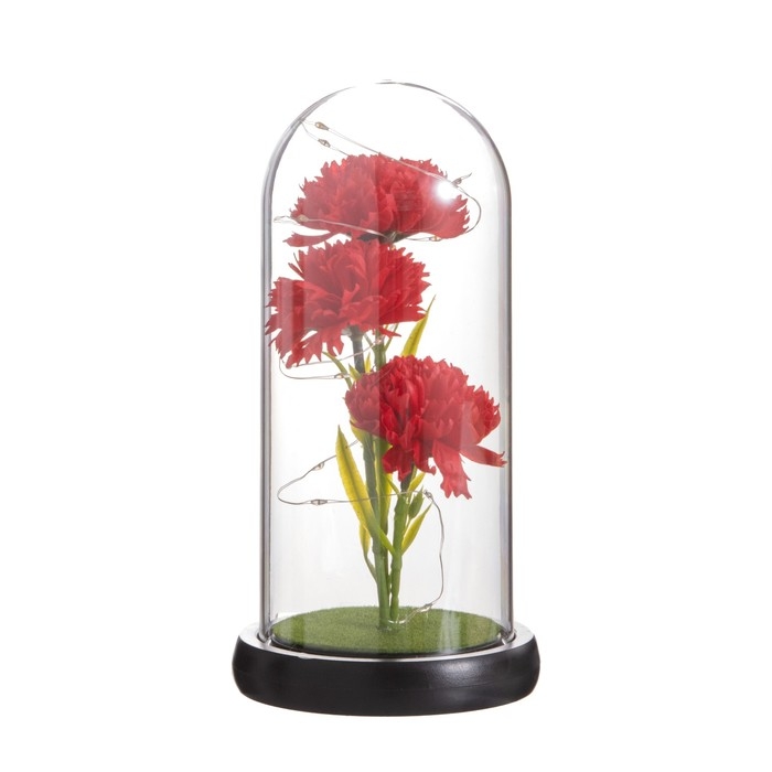 Ночник колба «Гвоздики» LED красный 3хААА 10,5х10,5х22см Ночник колба «Гвоздики» LED красный 3хААА 10,5х10,5х22см