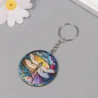 Брелок дерево "Стрекоза. Витраж" 4,6х4,6х0,3 см