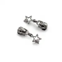 Бегунок для металлической молнии, №5, &laquo;Звёзды&raquo;, 10 шт., цвет чёрный никель