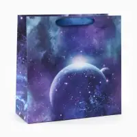 Пакет подарочный ламинированный квадратный &laquo;Космос&raquo;, 30&times;30&times;12 см