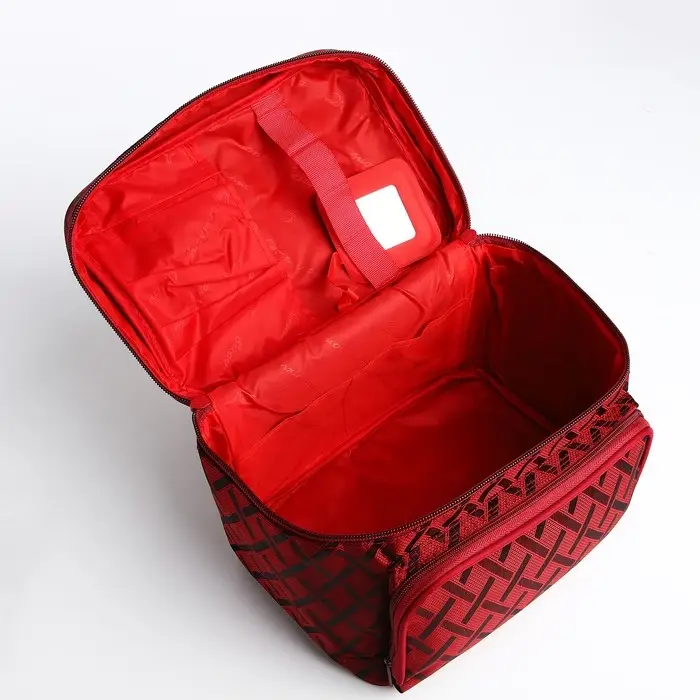 Косметичка на молнии, с зеркалом, цвет бордовый Косметичка на молнии, с зеркалом, цвет бордовый