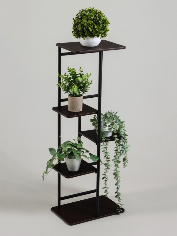 Подставка для цветов Greengo, 5 полок, 36 × 23 × 94 см, напольная, каркас металл, полки МДФ, чёрная Подставка для цветов Greengo, 5 полок, 36 × 23 × 94 см, напольная, каркас металл, полки МДФ, чёрная