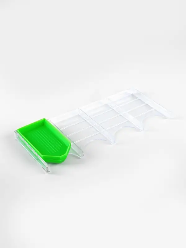 Органайзер-ванночка для бисера и страз, 4.8&times;9 см, 4 шт. на подставке, зелёный, прозрачный