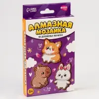 Алмазная мозаика на деревянном магните для детей &laquo;Милые зверюшки&raquo;, набор для творчества