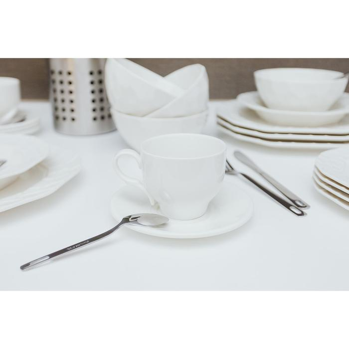 Чайная пара фарфоровая Wilmax, 2 предмета: чашка 220 мл, блюдце d=14,2 см, цвет белый Чайная пара фарфоровая Wilmax, 2 предмета: чашка 220 мл, блюдце d=14,2 см, цвет белый