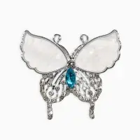 Брошь "Бабочка", цвет бело-голубая в серебре Брошь "Бабочка", цвет бело-голубая в серебре