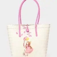 Сумка плетёная на застёжке &laquo;Девочка с букетом&raquo;, 40&times;10&times;55 см, пластик, бело-розовая