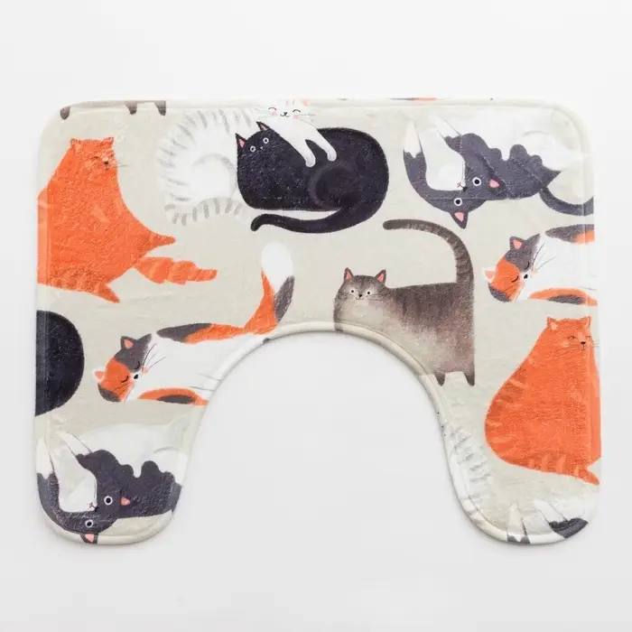 Коврик для ванной Этель &laquo;Котики&raquo;, 50&times;40 см, велюр