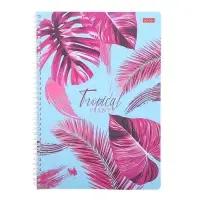 Тетрадь А4, 96 листов в клетку на гребне &laquo;Тропические листья&raquo;, обложка мелованный картон, блок офсет, МИКС