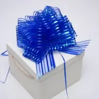 Подарочный бант - шар №10 &laquo;Полоски&raquo;, синий, для упаковки подарков