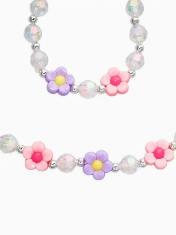 Набор детских украшений &laquo;Выбражулька. Цветы, кристаллы&raquo;, 2 предмета: бусы 35 см, браслет d=6 см, фиолетовый, розовый