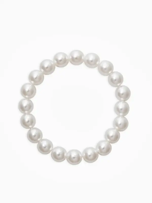 Браслет "Бусины жемчуга" (набор 7 шт), №6,8,10,14, цвет белый