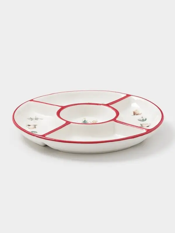 Менажница новогодняя Доляна «Волшебный праздник», 5 секций, 25.5×3.1 см, доломит, белая Менажница новогодняя Доляна «Волшебный праздник», 5 секций, 25.5×3.1 см, доломит, белая