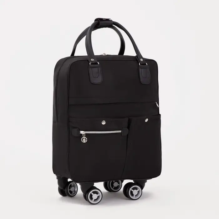 Сумка дорожная 18" на 4 колёсах, отдел на молнии, 4 наружных кармана, чёрная